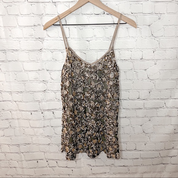 BKE Tops - Buckle BKE Boutique Rosette Sequin Tank Top Brown Size Medium NWT